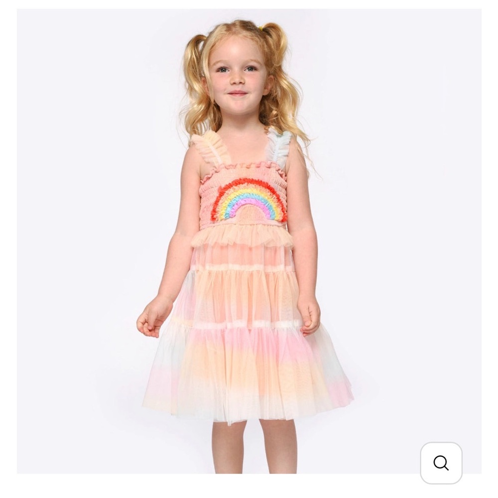 Sara Sara Rainbow Tulle Dress - Pink and Multicolor